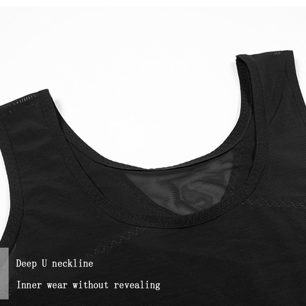 HLTYGWX Męska bielizna modelująca Bezszwowa, ukryta podkoszulka pod biustem Kompresja biustu Talia Trener Tank Top