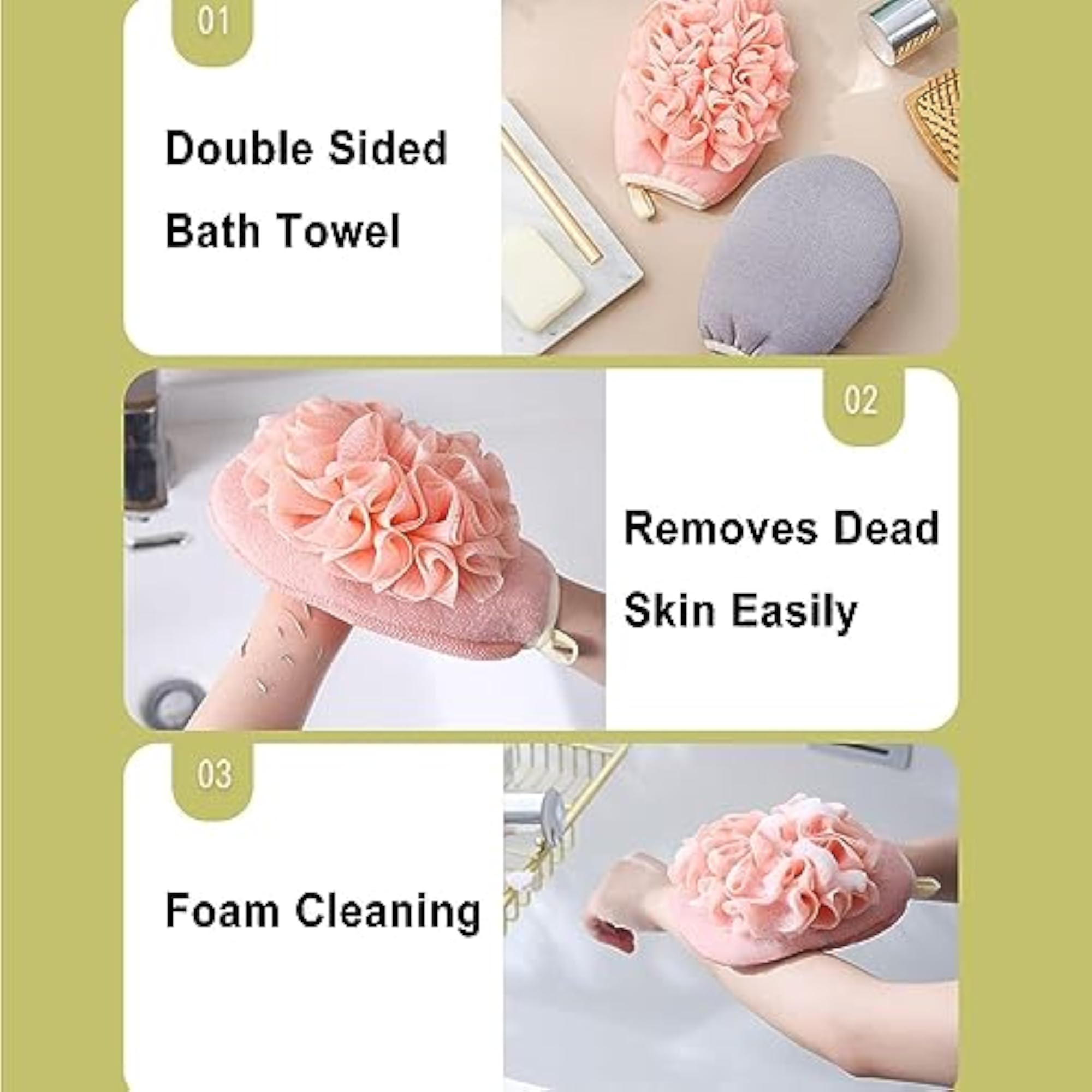 2 in 1 Exfoliating Glove with Loofah Sponge, Gift for Her