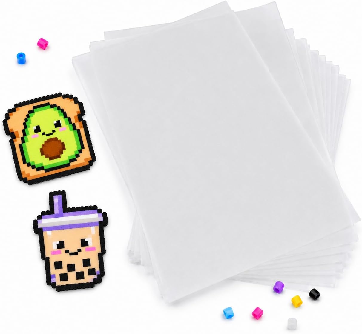 Thick Textured Fuse Bead Ironing Paper 7 Pack, 0.01 Inch Fiberglass Iron Cloth, Reusable Heat Transfer Sheet for Bead Craft Finishing, 7.87 x 5.91Inch (Cloth)