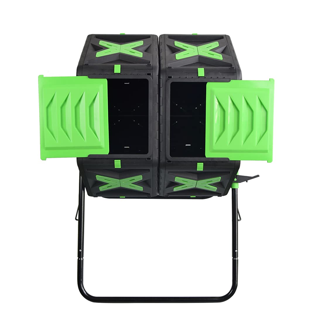 140L Outdoor Tumbling Composter, Heavy-Duty Dual Chamber Compost Tumbler All-Season High Volume Composter with 2 Sliding Doors Easy-Turn Fast-Working System