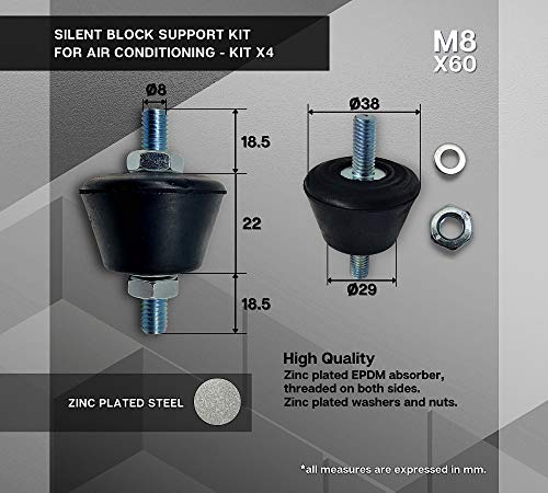 Foto von DOJA INDUSTRIAL | Gummipuffer der Klimaanlage | M8 | PACK 4 | Klima Silentblock | Klimageraet Anti Vibration Gummilager | Wandhalterung Gummi Schwingungsdaempfer | Antivibrationsfuesse Stossdaempfer