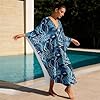 Batyqompu V-Neck Dresses Cover Up for Women, Batwing Sleeve Womens Dresses Oversized, Long Maxi Kaftan Dress for Spring Summer, Coral Fish Print Blue #3