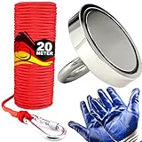 Juego muy completo: con nuestro juego de pesca con imanes puedes empezar directamente con la pesca magnética. Un imán de neodimio de 75 mm con fuerza de tracción de 200 kg, guantes resistentes al agua y una cuerda de 20 m con mosquetón, este juego está completo