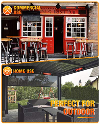 Sunday Living Electric Patio Heater, 1500W Outdoor Heater with 3 Power Settings, Infrared Heater with Remote Control, Overheat Protection, Super Quiet Wall Mounted Space Heater, In/Outdoor, TW15R