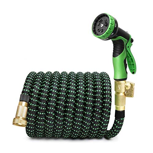 Dehnbarer Gartenschlauch, leicht, Gummischlauch für Bewässerung, knickfrei, flexibler Kunststoff-Wasserschlauch, ideal für Gartenarbeit und Außenbereich, 7,6 m, 30 m