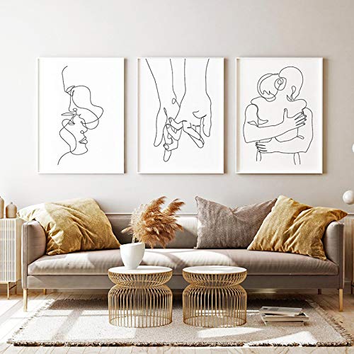 Toile amour et baiser minimaliste pour célébrer l'union au cœur de votre foyer
