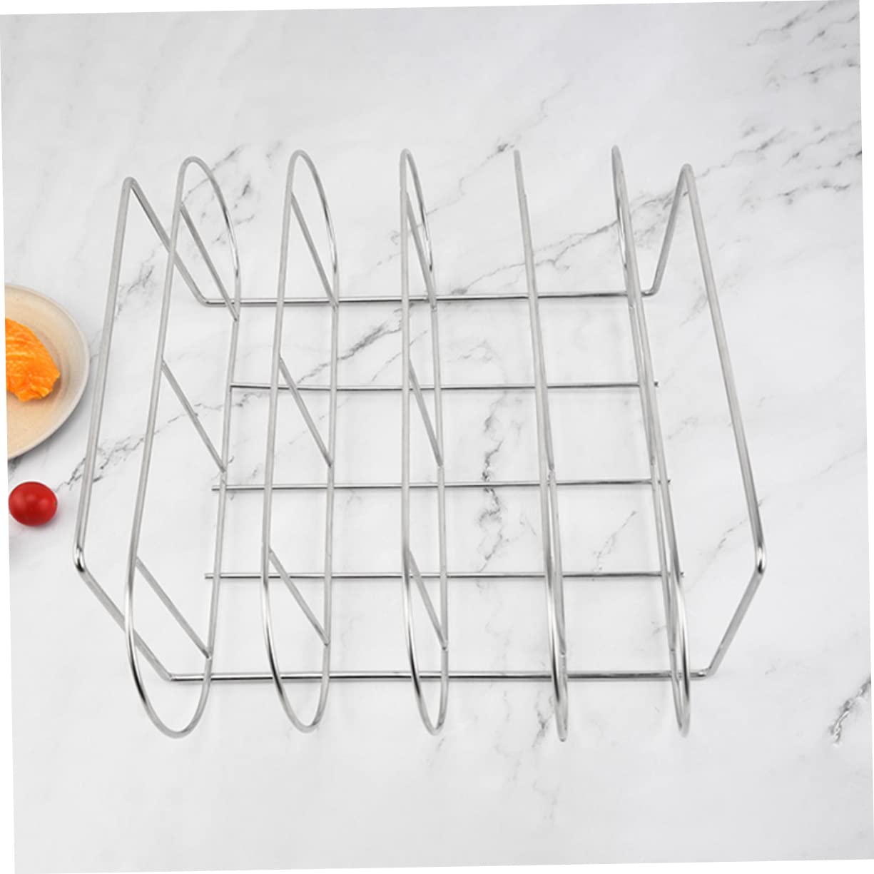 POPETPOP Supporto per Costine Barbecue in Acciaio Inox, Design Ergonomico e Facile da Pulire, Griglia per Arrosti per Uso Domestico e Picnic