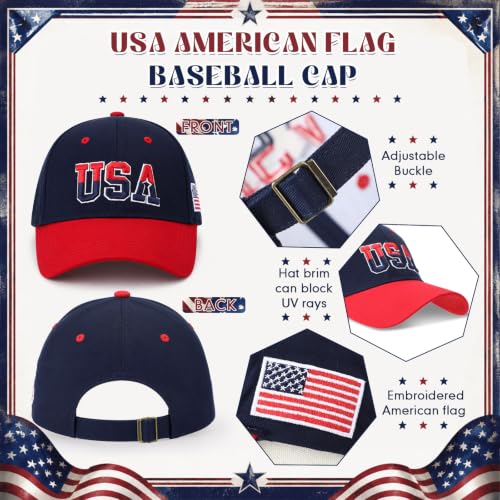 Image of Coume 2 Pack American Flag Baseball Caps for Men,Burgundy,Navy Blue | Adjustable Fit, Embroidered Stars Stripes, Veterans Day 4th of July, Breathable Cotton, Patriotic Outdoor Theme