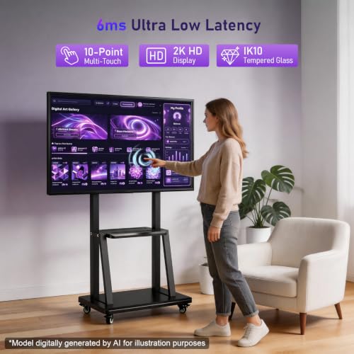 Image of Smart Board 49 Inch Interactive Whiteboard, RK3588 Flagship Chip 6ms Low Latency, Android 12 8+64GB, Wireless Cast & Screen Mirroring, Overseas App Ready for Classroom Office Business Home(Board Only)