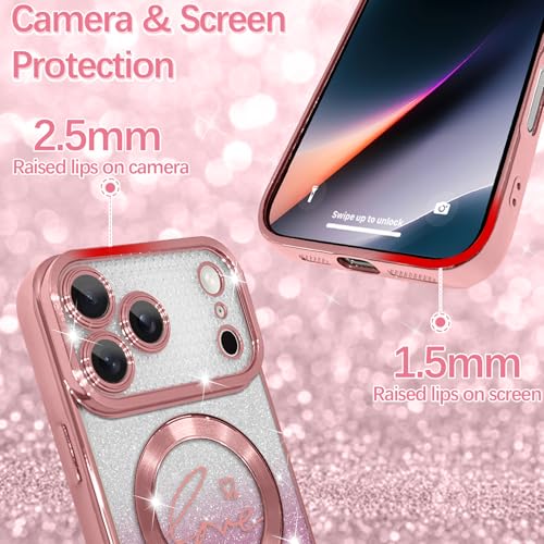 Image of ZIYE Magnetic Case Designed for iPhone 17 Pro Glitter Case-Pink