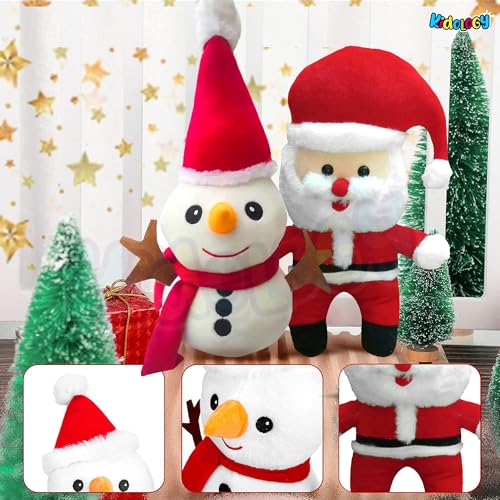 Image of Kidology Christmas Plush Santa Claus & Snowman Figure Set - Huggable Snowman Pillow Toy for Kids, Perfect for Holiday Decor, Christmas Gifts, or Birthday Surprises for Boys & Girls - Set of 2