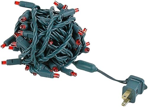 Miniatura 2 de Novelty Lights Juego de 50 luces LED de Navidad, iluminación al aire libre, luces de fiesta para patio, rojo, cable verde, 25 pies