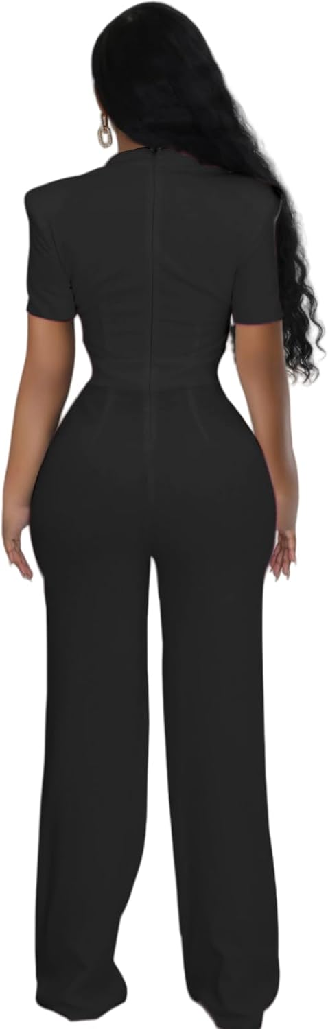 Women's formal jumpsuit elegant straight pants party casual club jumpsuit - Image 5