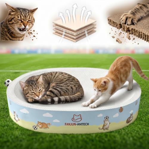Cardboard Cat Scratcher Bed for Indoor Cat,Extra Large Cat Scratching Board | No Mess & No Shed Cat Scratch Pad, 23.6 Inch Oval Cat Scratch Post, Furniture Protector, Plant Fiber, for Mulit Cats