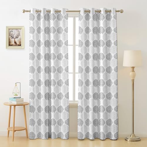 Image of Homestan Jacquard Woven Long Door Curtains 9 Feet Long Set of 2 for Home Decor (9 X 4 Feet, Grey)