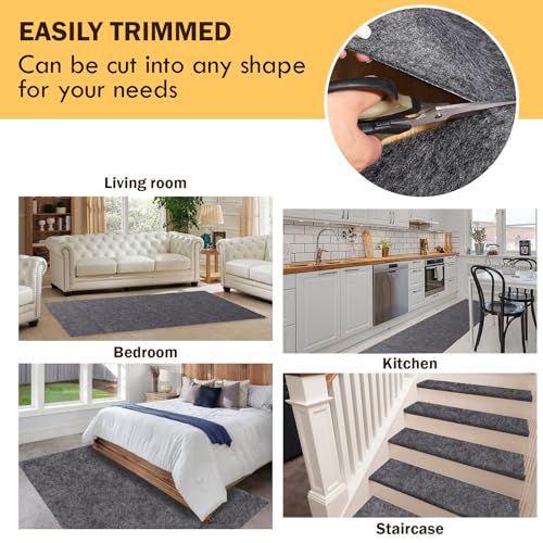 Waterproof Rug Pad, Thick 8x10 ft Under Area Rug Carpet Pad, Non Slip Felt Rug Pads for Hardwood Floors, Keep Carpets in Place Soft and Prevent Rug from Wrinkling or Buckling - Image 6