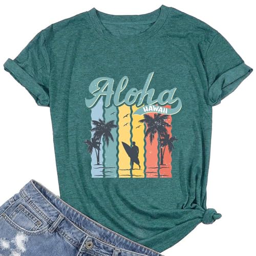 Image of Vacay Mode T Shirts for Women Summer Beach Hawaii Vacation Short Sleeve Tops Holiday Cruise Getaway T Shirts