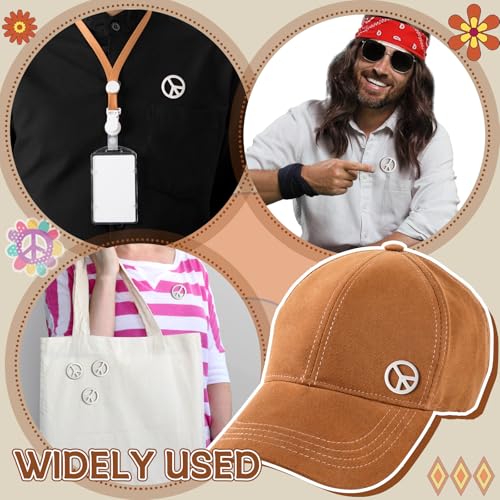 Image of Tondiamo 24 Pcs Peace Brooch and Pins Peace Symbol Lapel Pin Peace Sign Metal Peace Brooch Hippie Brooches for Disco Party