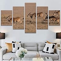 SIGNWIN 5 Panel Canvas Wall Art Animals Expressionism Group Modern Artwork for Home Decorations Ready to Hang - 60