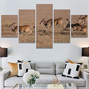 SIGNWIN 5 Panel Canvas Wall Art Animals Expressionism...