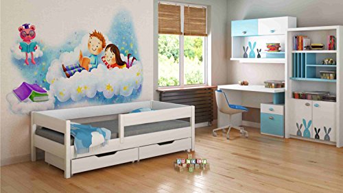 Children's Beds Home Camas Individuales para niños Niños Niño pequeño Junior Sin cajones Sin colchón Incluido (160x80, Blanco)