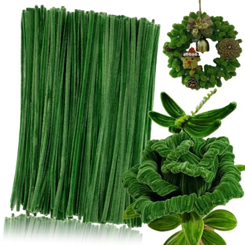 100 Pièces Fil Chenille Vert, 30 CM Chenille, Cure-Pipe, Pipe Cleaners Flower, Pfeifenreiniger Zum Basteln Grün, Pour Les Travaux Manuels, Projets DIY, Vert Mousse