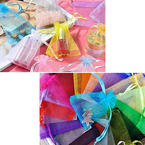 Cyleibe 100 Pcs Organza Gift Bags, Small Organza Bags Gift Drawstring Pouches for Wedding Favor Bags, Candy Bags 7 x 9 cm
