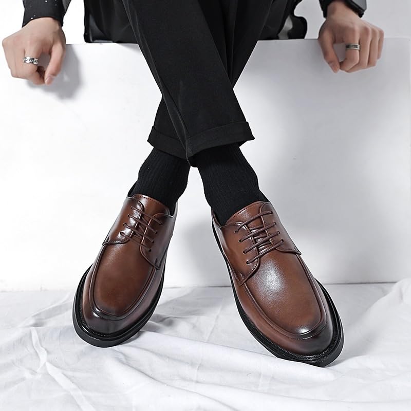 Outdoor Dress Formal Shoes for Mens Pu Leather Lace-up Brogue Business Working Office Anti-Slip Rubber Sole Slip Resistant Block Heel Shoe3