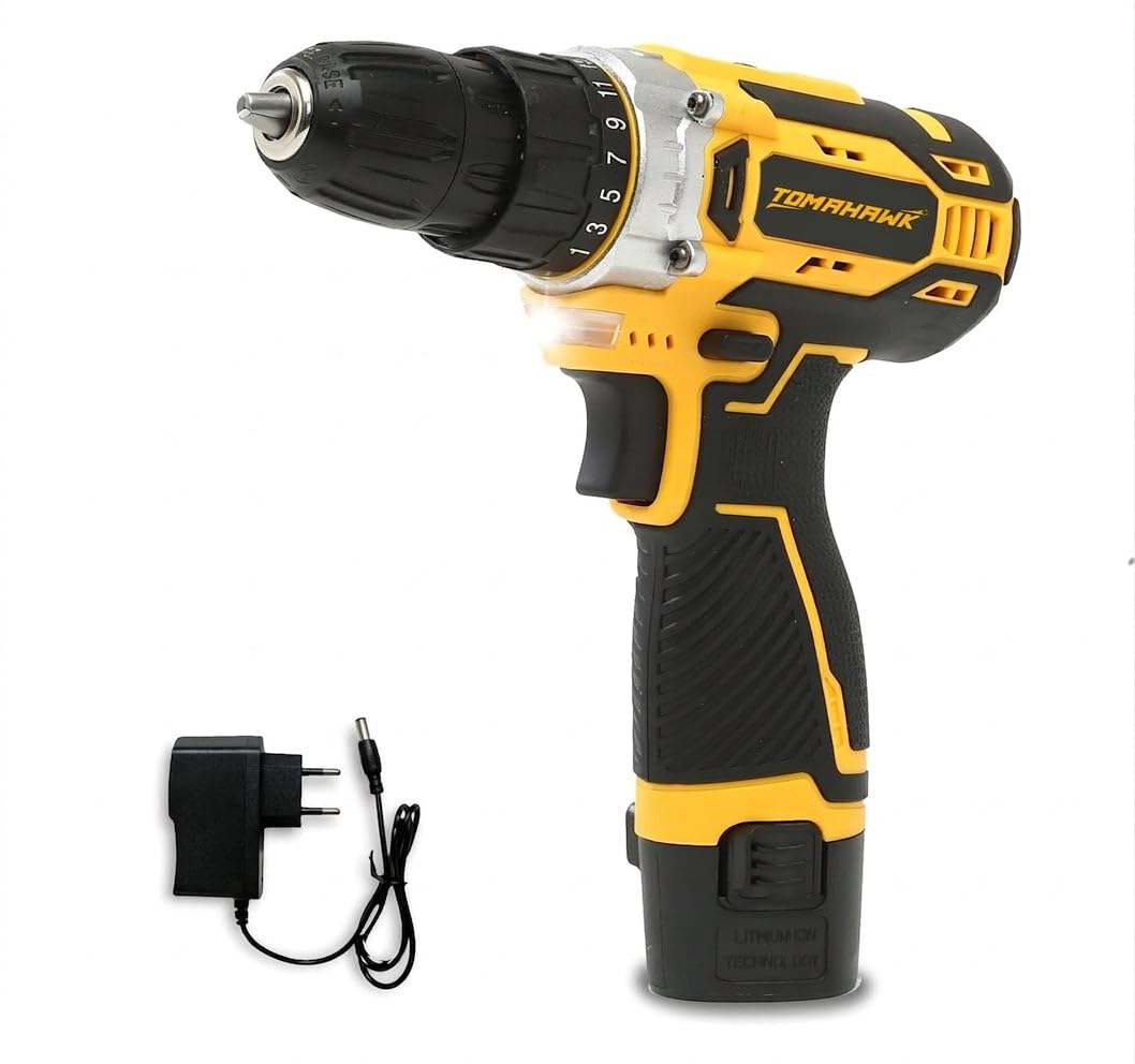 TOMAHAWK® T2246 Electric Screwdriver Drill Machine with 3-10mm Bits - 300Watt (Max Chuck Size: 0.393 Inches, Yellow and Black), Variable Torque and Speed | Reversible Corded Drill for Home DIY Use-image-14