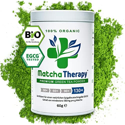 MatchaTherapy EGCG 130+ Bio Matcha Pulver, Ceremonial Grade, 60g Japan, 1st | HERKULES Vital Max | min 130mg/g EGCG laborgeprüft | 100% BIO | Erste Ernte | Mit natürlichen Catechin