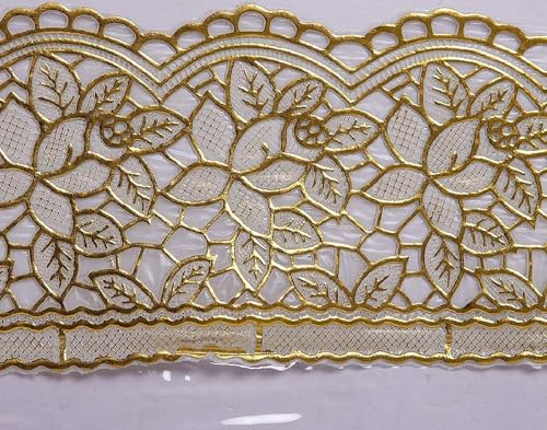 Image of Table Cloth, Center Table Cover, PVC Rectangular Table Cover, 15 mm Thick for Home, Hotel, Office & Restaurant, Gold Lace (40x60 Inch)