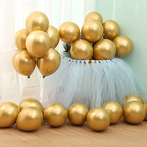 Image of 5 inch Metallic Gold Balloons, 100 pcs Thick Chrome Gold Latex Party Balloons (Metallic Gold)