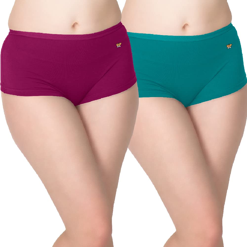 Selsia Women Boyshort Pants Blue & Maroon-image-25