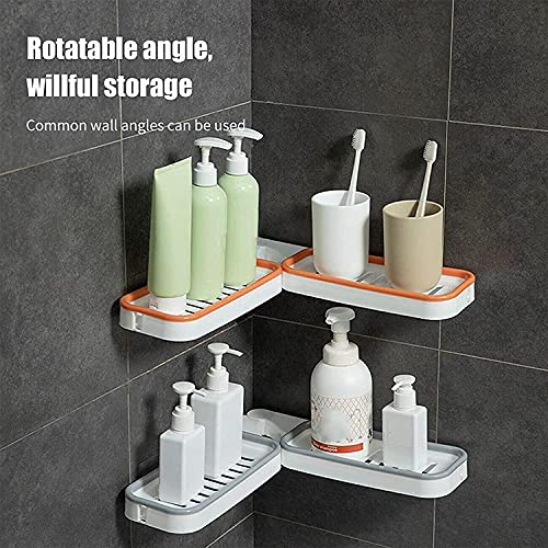 Badkamer Hoek Ponsvrij Rek, 180 Graden Roterende Hoekplank Shampoo Opbergrek, Keuken Plank Organizer (2 stuks grijs) - Image 6