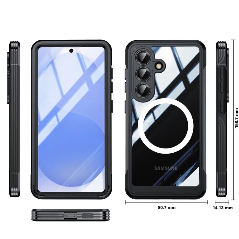Image of LuxuryKase Shockproof Front & Back Cover for Samsung Galaxy S26 with Full Body Protection | Strong Grip | Camera & Screen Guard | Wireless Charging Support | Durable TPU+PC Design - Black