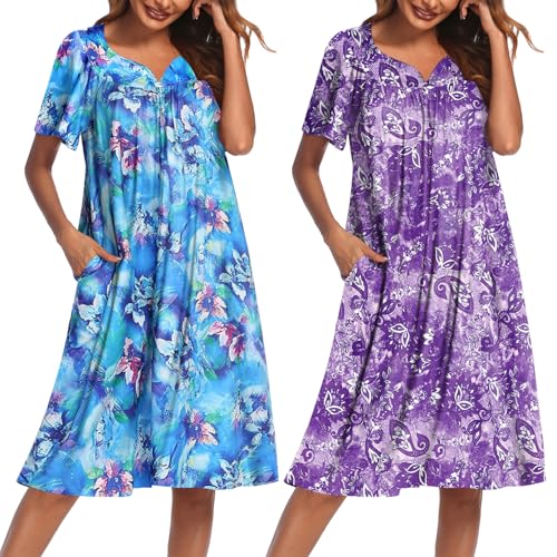 Ekouaer 2 Pack House Dresses for Women with Pockets...