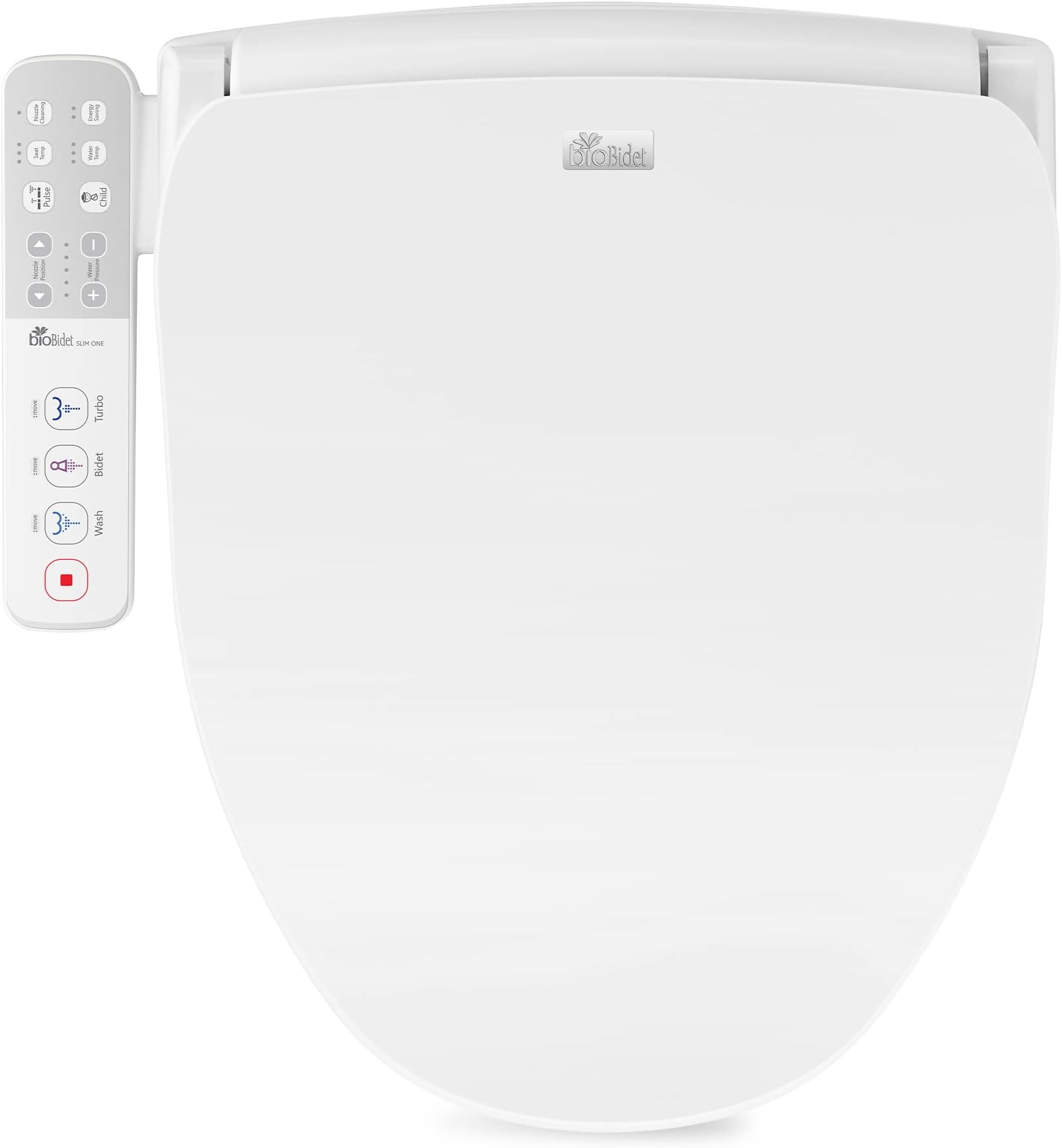 Bio BidetSlim One Smart Toilet Seat in Round White with Stainless Steel Self-Cleaning Nozzle, Nightlight, Turbo Wash, Oscillating and Fusion Warm Water Technology