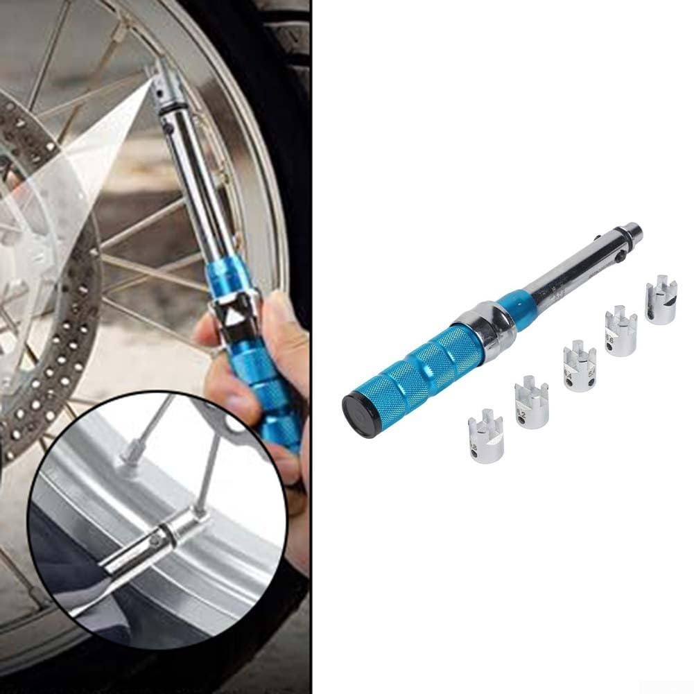 Profi Speichen-Drehmomentschlüssel 2-10 Nm Reichweite inkl. zehn Stecknüsse von 5,0mm bis 6,8mm für Motocross und Dirt Bike Wartung blau