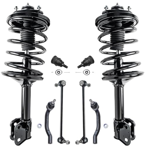 Image of Detroit Axle - Front 8pc Struts Kit for 2003-2005 Honda Pilot, 2001-2002 Acura MDX, 2 Struts w /Coil Spring 2 Sway Bars 2 Ball Joints 2 Outer Tie Rod Ends Replacement