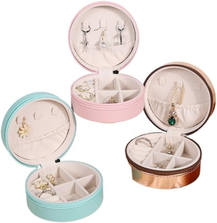 Miniatura 2 de jewelry box Caja De Almacenamiento De Joyas Portátil, Organizador De Viaje, Estuche De Joyería, Almacenamiento De Cuero, Pendientes, Collar, Anillo,