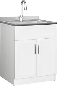 Laundry Sink with Cabinet, 25-Inch Stainless Steel Utility Sink for Laundry, Kitchen, Bathroom, Garage