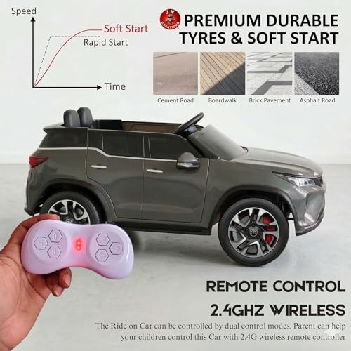Image of 12V Fortuner Legender Kids Ride On M-7588 Car | 6V Dual Motor | Remote Control | LED Lights | Music & Bluetooth (Grey)