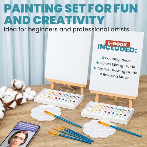 CraftyCrocodile Set of 6 Painting Kits for Adults and Couples - Sip and Paint Kit for Date Night and Crafts - Acrylic Painting Kit with Canvas Boards and Easels - Couple Art Set for Starters by CraftyCrocodile - Image 6
