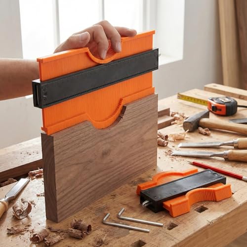 CIRULLI 2 Pack Konturenlehre 25cm+12cm mit Feststeller, Konturschablone für Laminat,Weihnachtsgeschenk Set für Vater, Handwerker Geschenke,Werkzeug set für Holzbearbeitung und Bodenverlegung Laminat