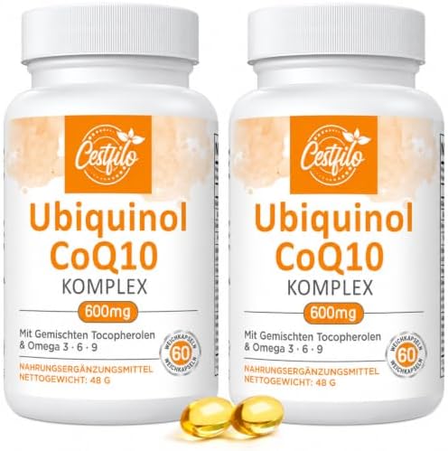 Ubiquinol CoQ10 600 mg Softgelkapseln - Aktive Form von CoQ10 Plus Vitamin E & Omega 3 6 9 - Fortschrittliches Coenzym Q10 (60 stück (2er Pack))