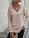 morhuduck Women's V Neck Hoodies Long Sleeve Sweatshirt Drawstring Pullover Tops with Pocket (Apricot L)