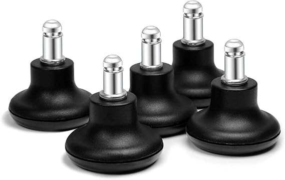 Bell Glides Replacement Office Chair or Stool Swivel Caster Wheels to Fixed Stationary Castors, Low Profile Bell Glides with Soft Rubber Bottom Instead of Self Felt Pads, Chair Feet Wheel Stopper