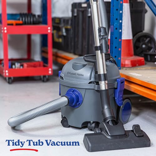 Russell Hobbs Tidy Tub Vacuum Cleaner Powerful 800W Motor Extra-long 10m Cord HEPA Filter with Crevice and Brush Tool, Includes 2 x Vacuum Bags 2 Year Guarantee, RHTV2001
