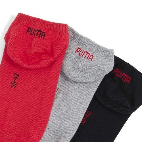 PUMA Mixte Unisex Sneaker Plain Chaussette De Sport, Noir/rouge., 39-41 EU