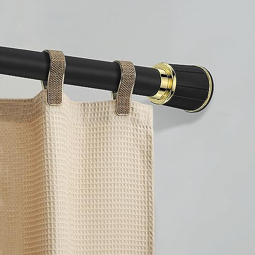 Room Divider Tension Curtain Rod Heavy Duty Curtain Rod No Drilling Long Safe and Load-bearing Adjustable Stall Tension Pole 122-158 Inch Black for Windows Bathrooms Rooms Pavilions Etc